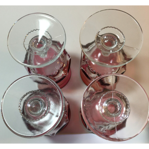 ELEVEN (11) 4" Tall King's Crown Thumbprint Line Cranberry Flashed Wine Glasses - Picture 6 of 7